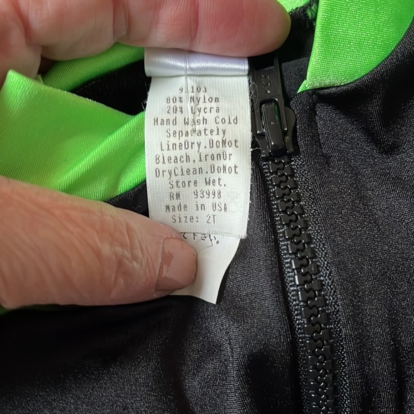 Cherry Tree swim suit. Green and black size 2T - Picture 3 of 3